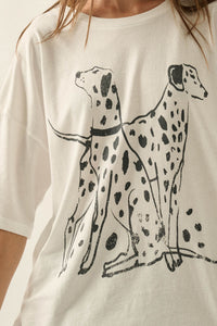 Dalmatian Duo Vintage-Print Oversize Graphic Tee - ShopPromesa