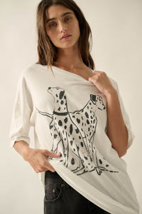 Dalmatian Duo Vintage-Print Oversize Graphic Tee - ShopPromesa