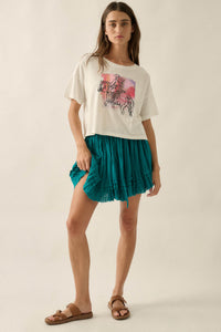 Cowgirl Ride Vintage-Print Cropped Graphic Tee - ShopPromesa