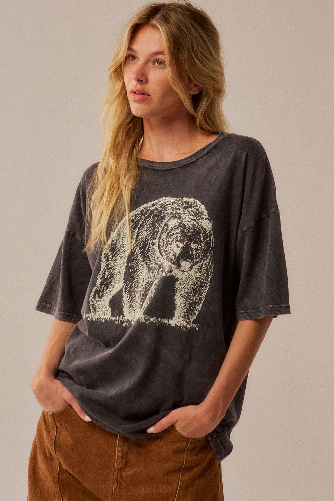 Bear Necessities Vintage-Wash Oversize Graphic Tee - ShopPromesa