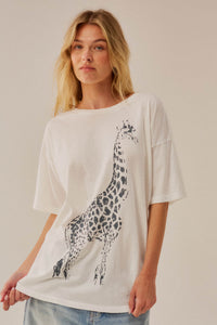 Joyful Giraffe Vintage-Print Oversize Graphic Tee - ShopPromesa
