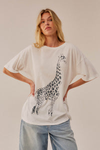 Joyful Giraffe Vintage-Print Oversize Graphic Tee - ShopPromesa