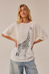 Joyful Giraffe Vintage-Print Oversize Graphic Tee - ShopPromesa