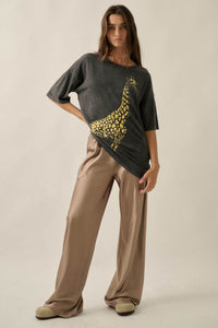 Golden Giraffe Vintage-Wash Oversize Graphic Tee - ShopPromesa