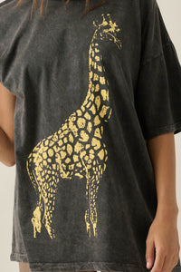 Golden Giraffe Vintage-Wash Oversize Graphic Tee - ShopPromesa