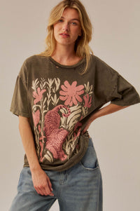 Tiger Garden Distressed Oversize Graphic Tee - ShopPromesa