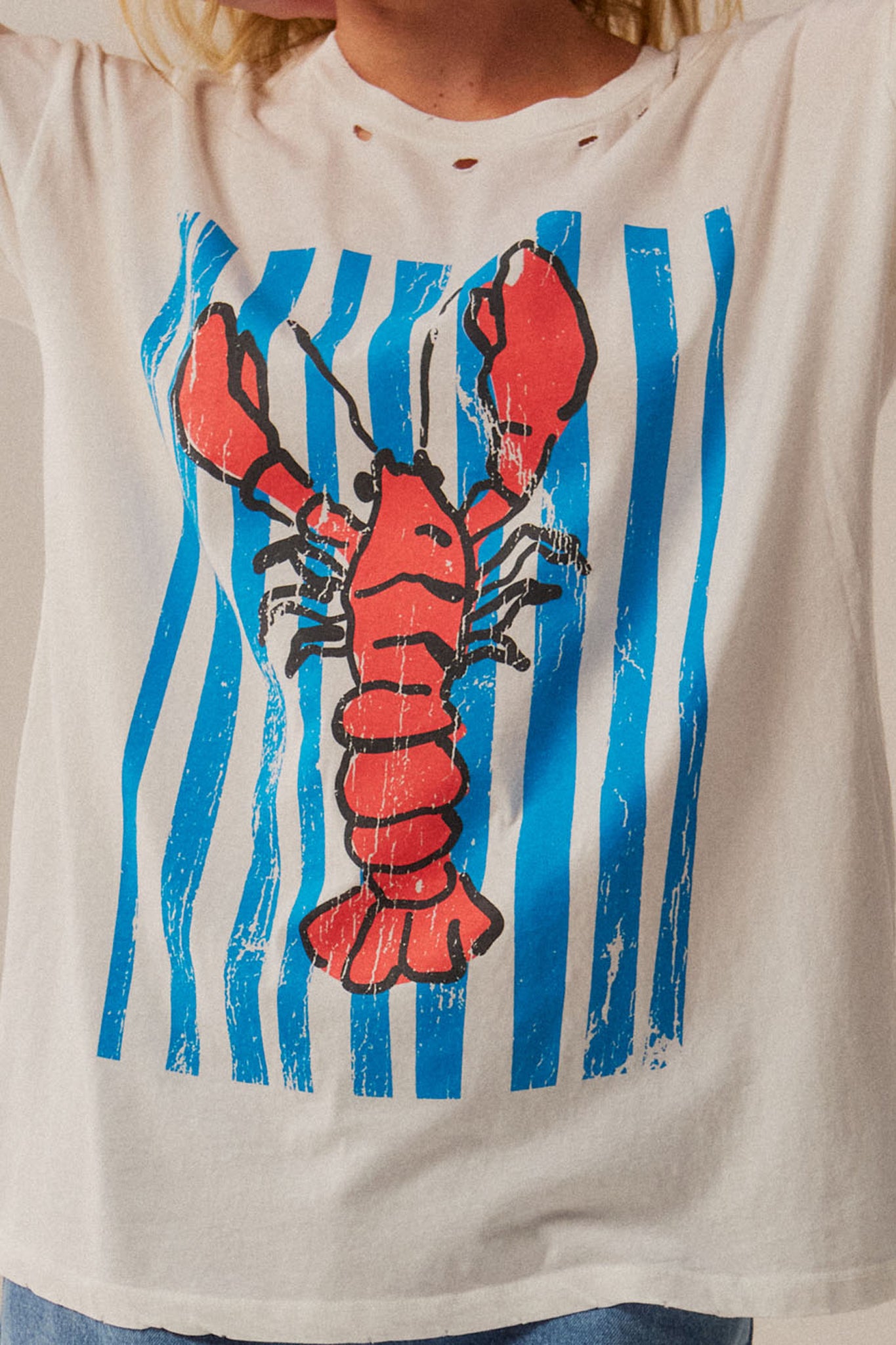 Lobster Lagoon Distressed Oversize Graphic Tee - ShopPromesa