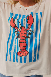 Lobster Lagoon Distressed Oversize Graphic Tee - ShopPromesa