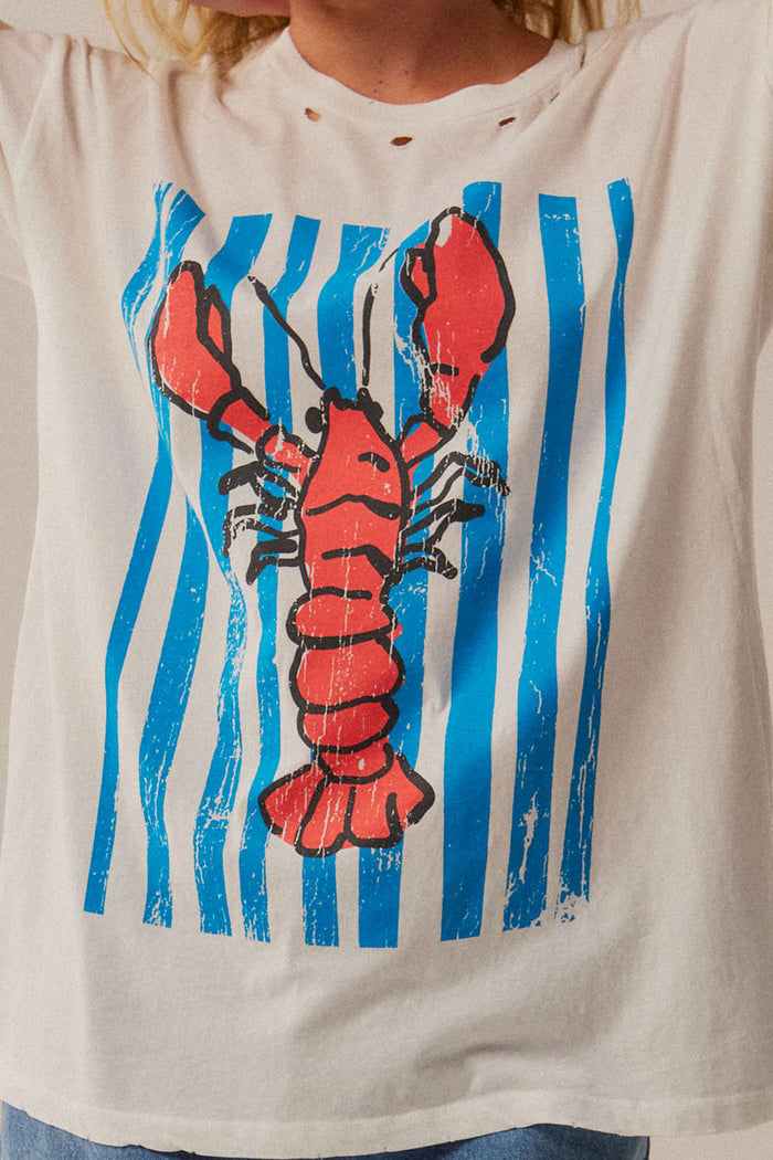 Lobster Lagoon Distressed Oversize Graphic Tee - ShopPromesa