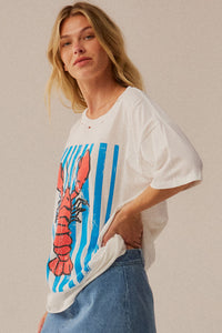 Lobster Lagoon Distressed Oversize Graphic Tee - ShopPromesa