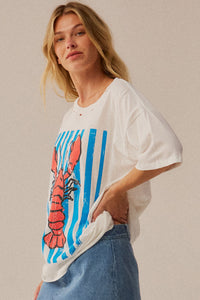 Lobster Lagoon Distressed Oversize Graphic Tee - ShopPromesa