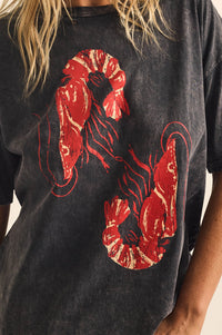 Crawdad Song Vintage-Wash Oversize Graphic Tee - ShopPromesa