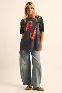 Crawdad Song Vintage-Wash Oversize Graphic Tee - ShopPromesa