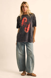 Crawdad Song Vintage-Wash Oversize Graphic Tee - ShopPromesa