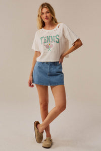 BH Tennis Club Distressed Cropped Graphic Tee - ShopPromesa