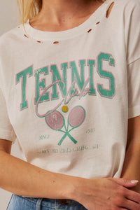 BH Tennis Club Distressed Cropped Graphic Tee - ShopPromesa