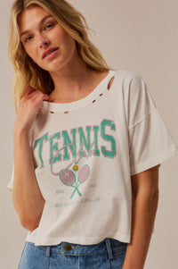 BH Tennis Club Distressed Cropped Graphic Tee - ShopPromesa