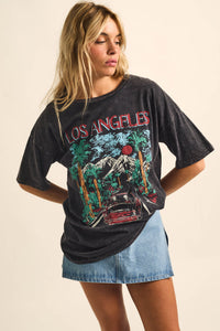 LA Road Trip Vintage-Wash Oversize Graphic Tee - ShopPromesa