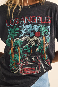 LA Road Trip Vintage-Wash Oversize Graphic Tee - ShopPromesa