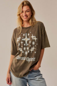 Cosmic Spirit Distressed Oversize Graphic Tee - ShopPromesa