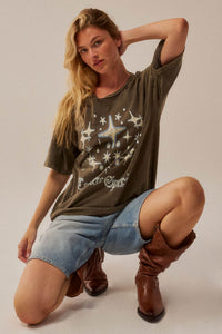 Cosmic Spirit Distressed Oversize Graphic Tee - ShopPromesa