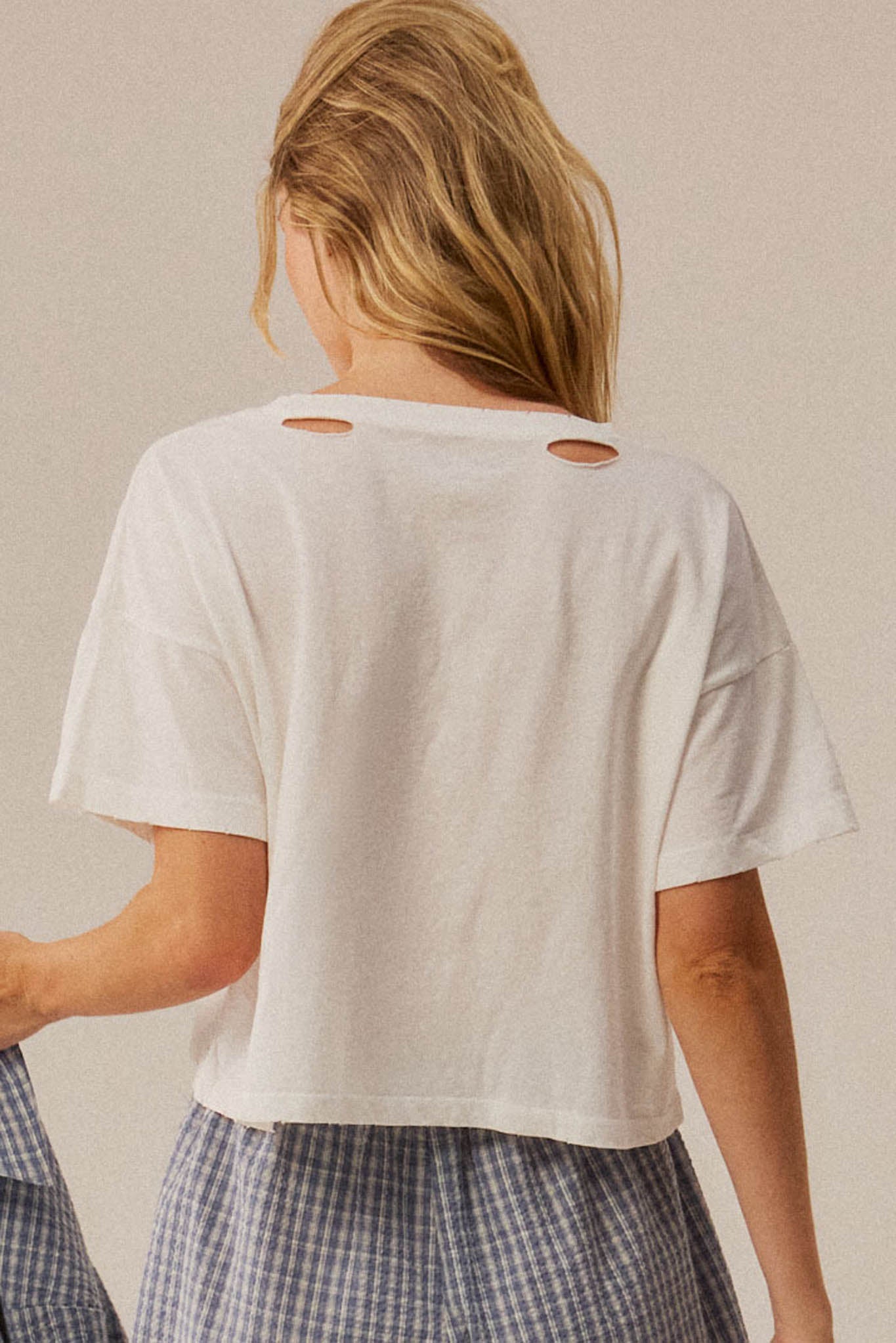 Océan Soleil Liberté Distressed Cropped Graphic Tee - ShopPromesa