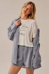 Océan Soleil Liberté Distressed Cropped Graphic Tee - ShopPromesa