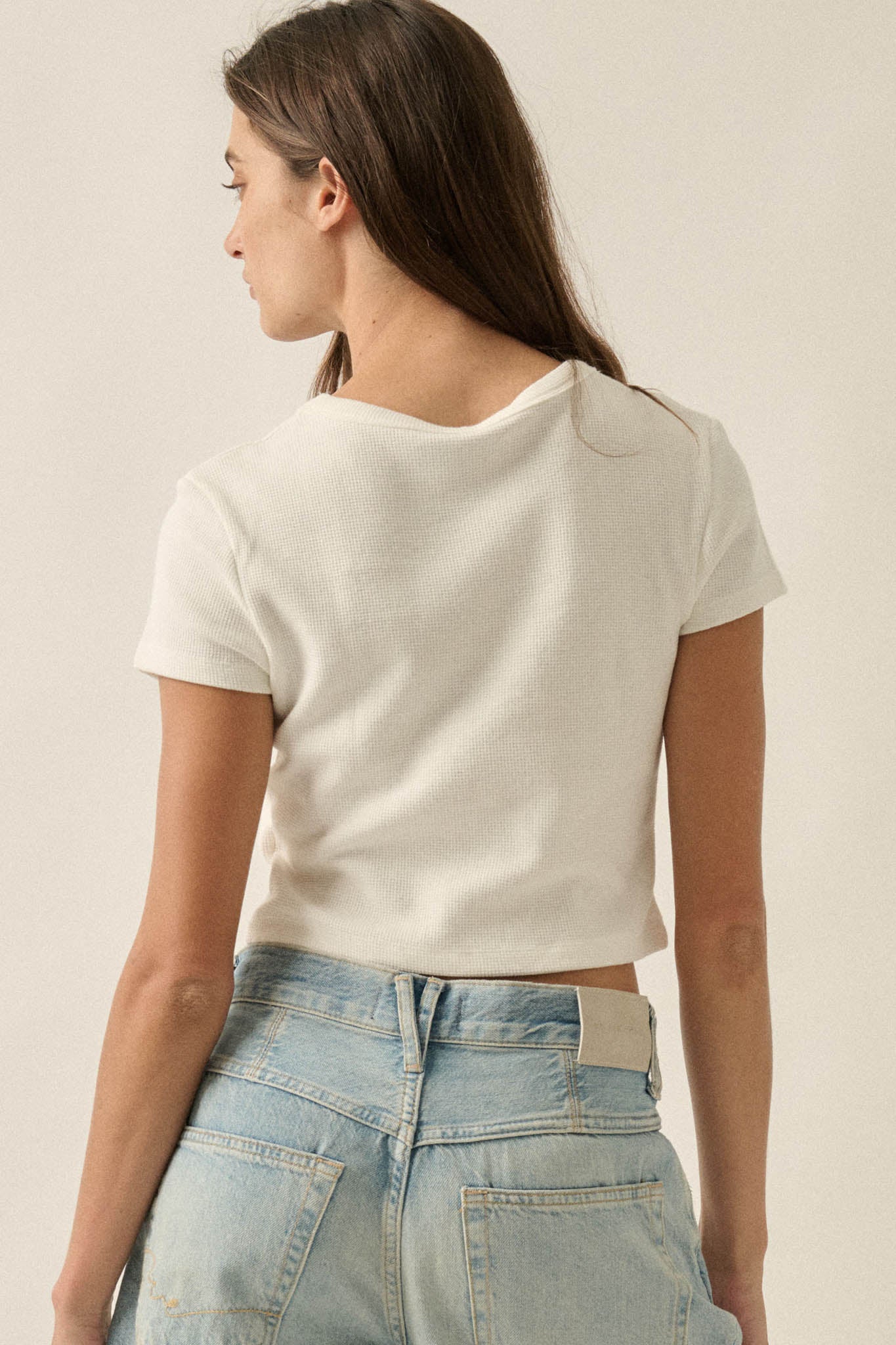 Turtle Time Thermal Cropped Graphic Baby Tee - ShopPromesa