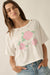 Cross Stitch Roses Distressed Cropped Graphic Tee - ShopPromesa