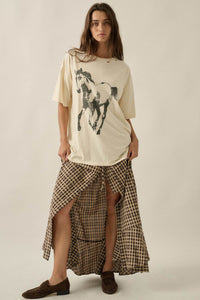Running Free Distressed Oversize Horse Graphic Tee - ShopPromesa