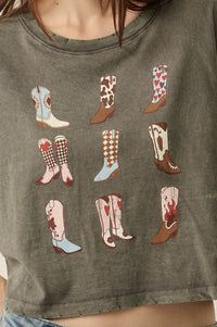 Booted Up Vintage-Wash Cropped Graphic Tee - ShopPromesa