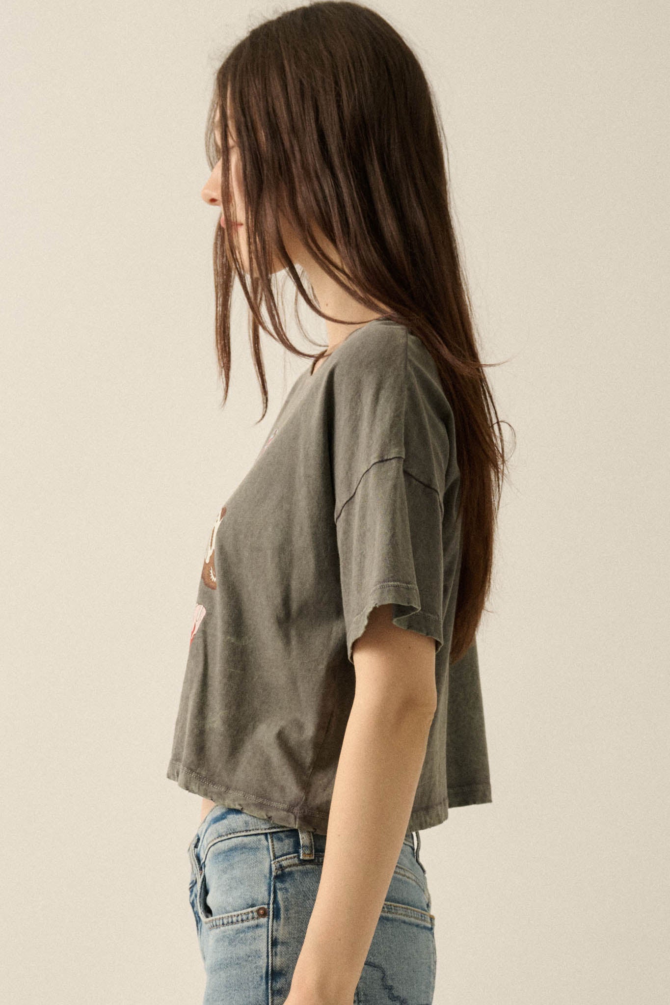 Booted Up Vintage-Wash Cropped Graphic Tee - ShopPromesa
