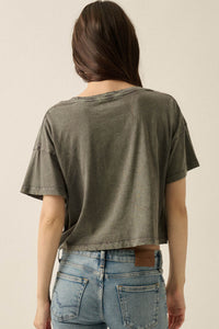 Booted Up Vintage-Wash Cropped Graphic Tee - ShopPromesa
