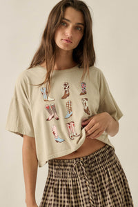 Booted Up Vintage-Wash Cropped Graphic Tee - ShopPromesa