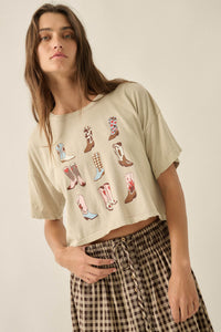Booted Up Vintage-Wash Cropped Graphic Tee - ShopPromesa