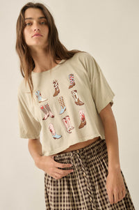 Booted Up Vintage-Wash Cropped Graphic Tee - ShopPromesa