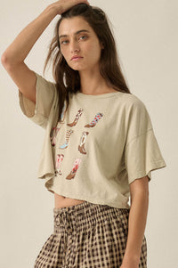 Booted Up Vintage-Wash Cropped Graphic Tee - ShopPromesa