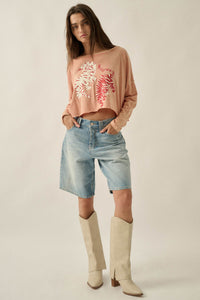 Tiger Twins Long-Sleeve Cropped Graphic Tee - ShopPromesa