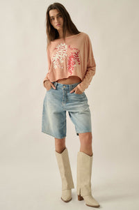 Tiger Twins Long-Sleeve Cropped Graphic Tee - ShopPromesa