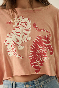 Tiger Twins Long-Sleeve Cropped Graphic Tee - ShopPromesa