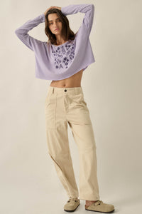 Nordic Blossoms Cropped Long-Sleeve Graphic Tee - ShopPromesa