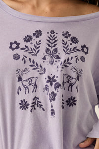 Nordic Blossoms Cropped Long-Sleeve Graphic Tee - ShopPromesa
