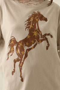 Star Stallion Oversize Cuffed Tunic Graphic Tee - ShopPromesa
