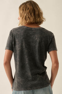 Lively Leopard Vintage-Wash V-Neck Graphic Tee - ShopPromesa