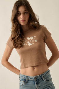 Cosmic Kittens Thermal Cropped Graphic Baby Tee - ShopPromesa