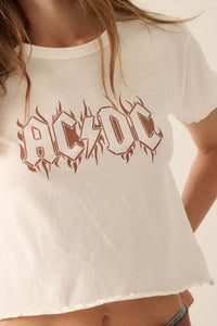 AC/DC All Night Long Cropped Graphic Baby Tee - ShopPromesa