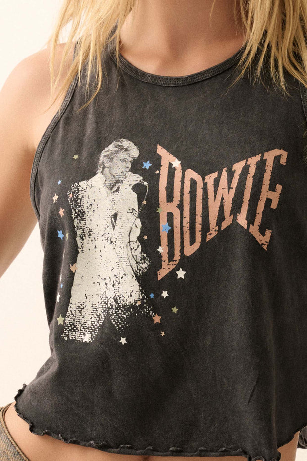David Bowie On Stage Lettuce-Edge Graphic Tank Top