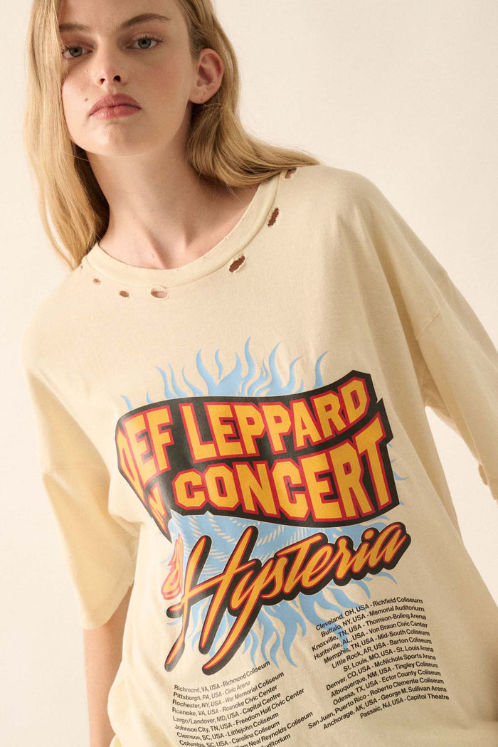 Def Leppard Hysteria Tour Distressed Graphic Tee - ShopPromesa