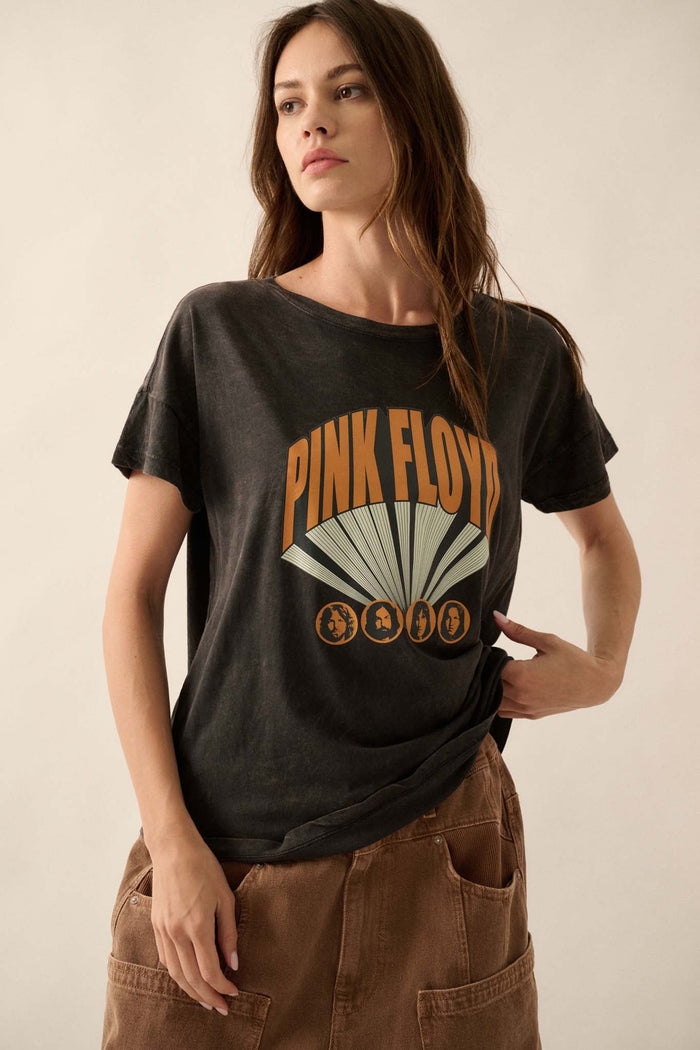 Pink Floyd Retro Logo Vintage-Wash Graphic Tee - ShopPromesa