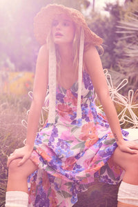 Lush Garden Floral Chiffon Open-Back Maxi Dress - ShopPromesa